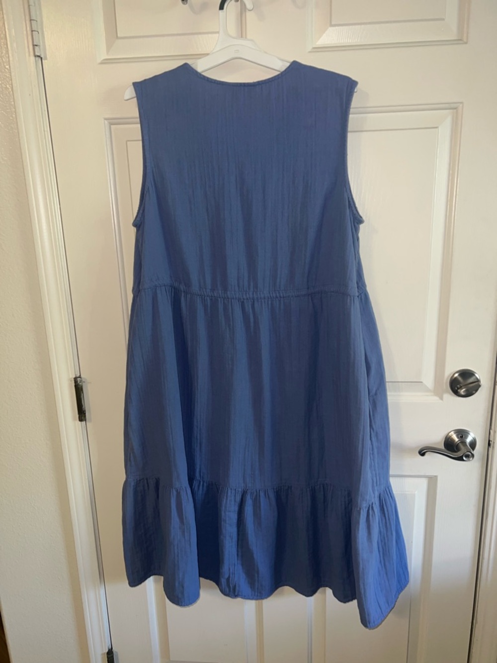 Blue 100% Cotton Sleeveless Spring Summer Picnic Boho Rodeo Dress - Picture 5 of 5